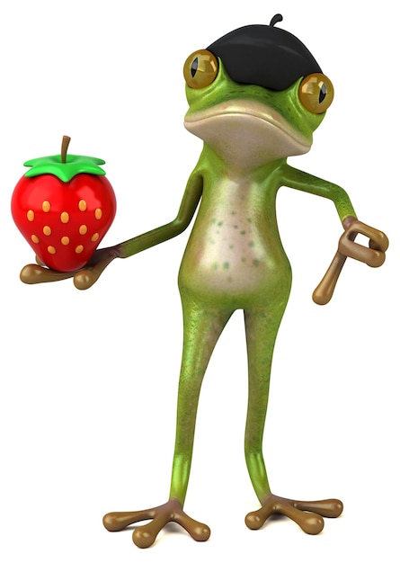 Fun french frog 3D Illustration