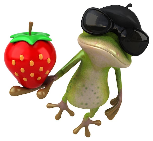 Fun french frog 3D Illustration