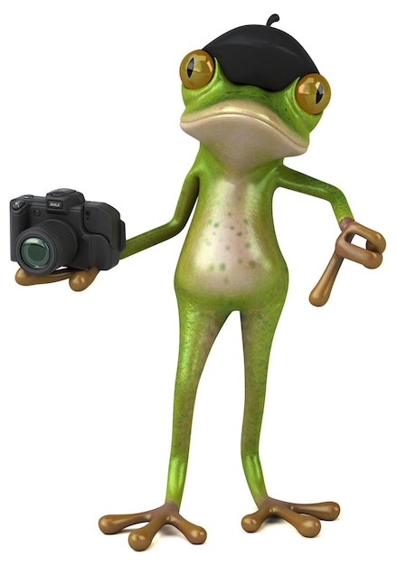 Fun french frog 3D Illustration