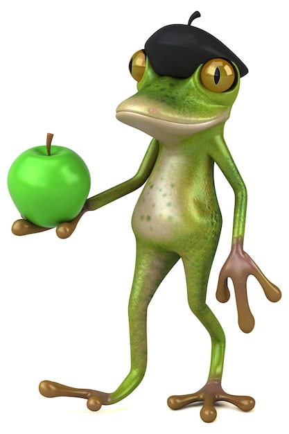 Photo fun french frog 3d illustration