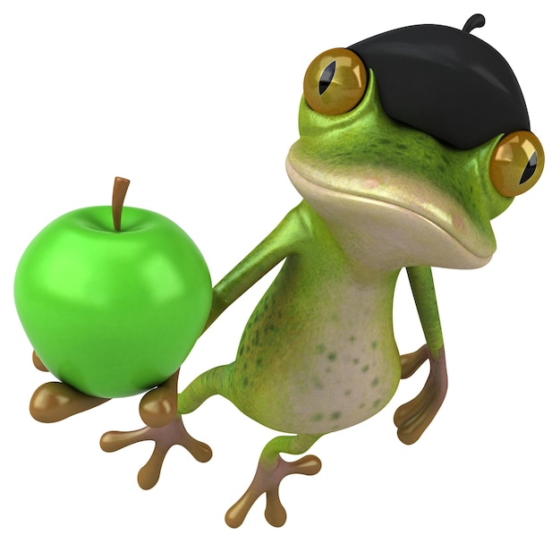 Photo fun french frog 3d illustration