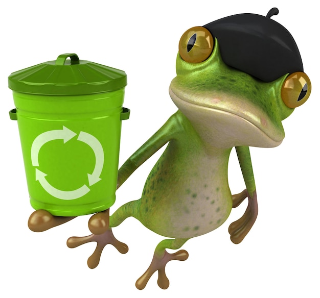 Fun french frog 3D Illustration