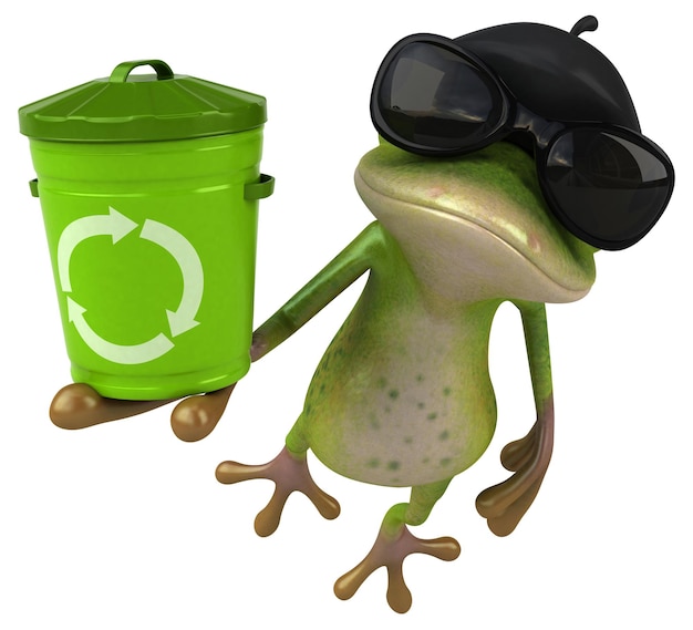 Fun french frog 3D Illustration