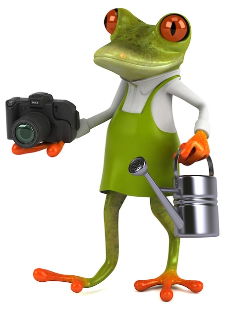 Fun frog gardener - 3D Illustration