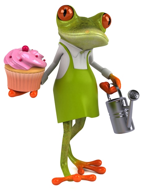 Photo fun frog gardener - 3d illustration