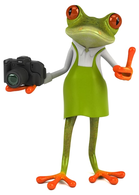 Photo fun frog gardener - 3d illustration