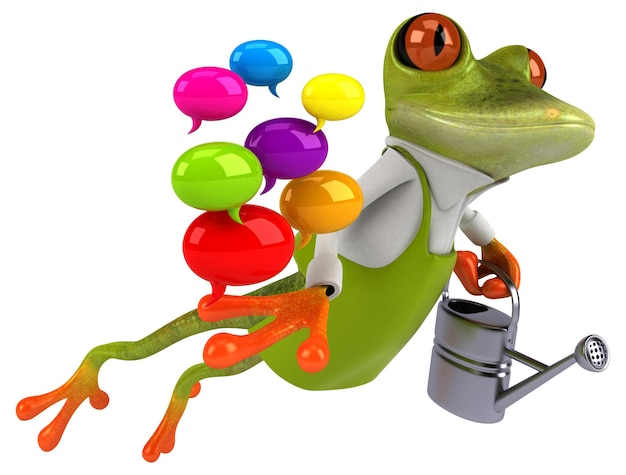 Fun frog gardener - 3D Illustration