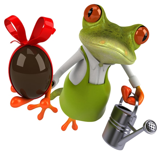 Fun frog gardener - 3D Illustration