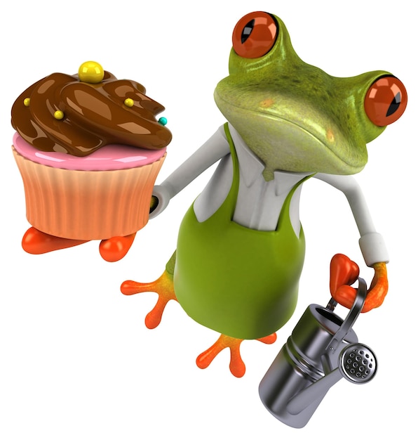 Photo fun frog gardener - 3d illustration