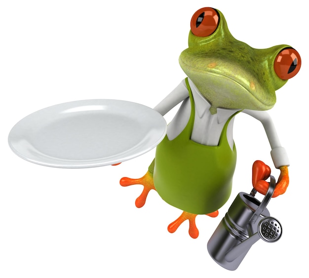 Fun frog gardener - 3D Illustration