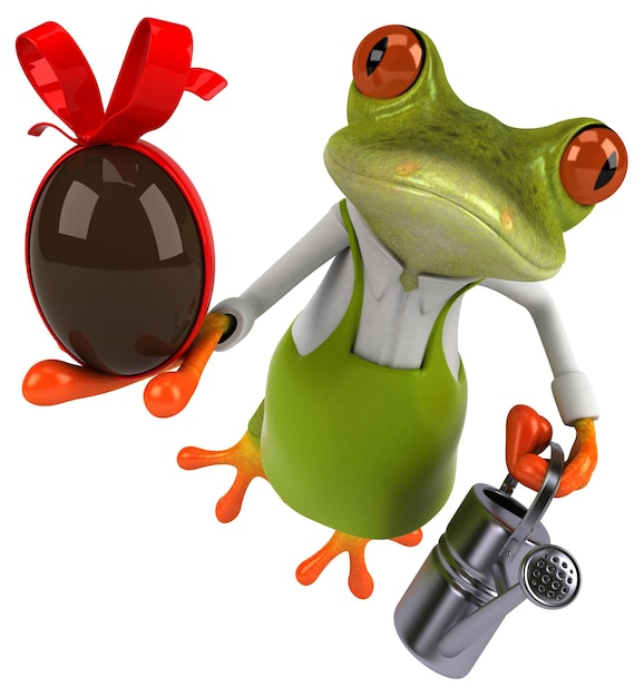 Fun frog gardener - 3D Illustration