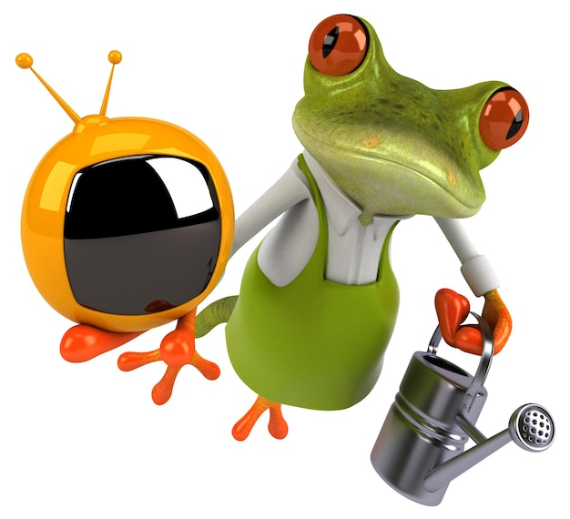 Fun frog gardener - 3D Illustration