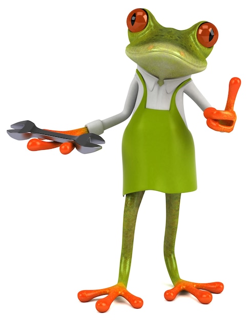 Fun frog gardener - 3D Illustration