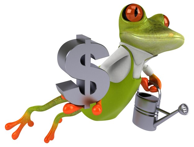 Fun frog gardener 3D Illustration