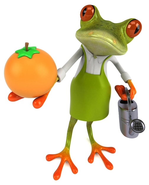 Fun frog gardener 3D Illustration