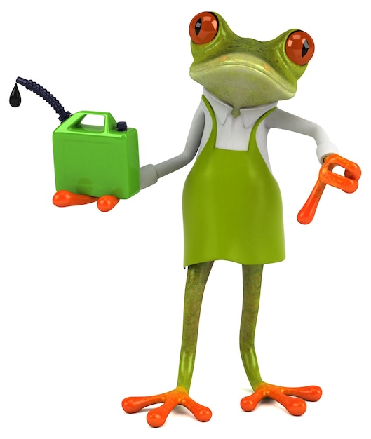 Fun frog gardener 3D Illustration