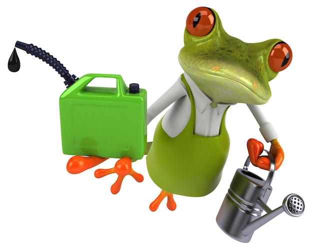 Fun frog gardener 3D Illustration