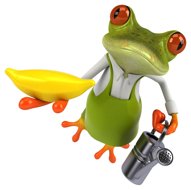 Fun frog gardener 3D Illustration