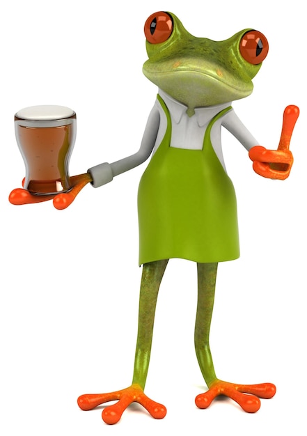 Fun frog gardener 3D Illustration