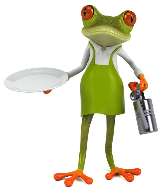 Fun frog gardener 3D Illustration