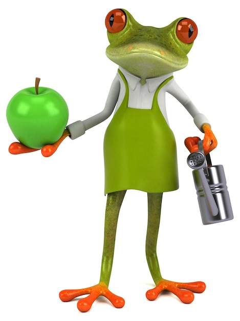 Fun frog gardener 3D Illustration