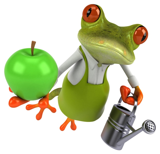Photo fun frog gardener 3d illustration
