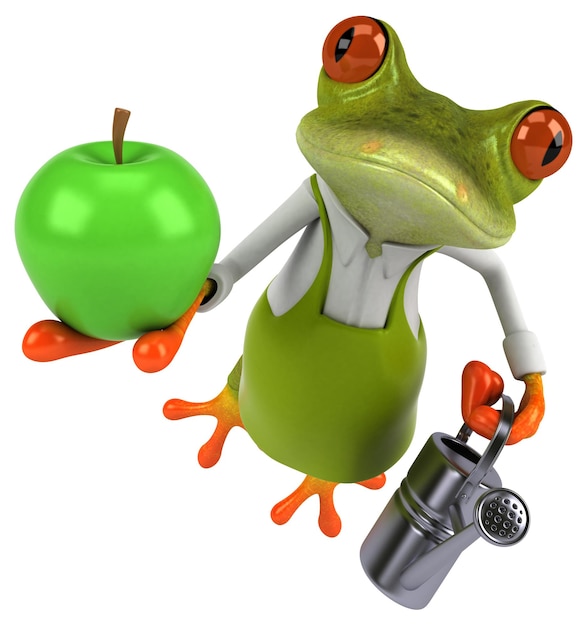 Fun frog gardener 3D Illustration