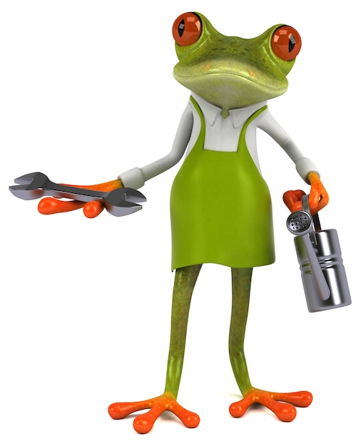 Fun frog gardener 3D Illustration