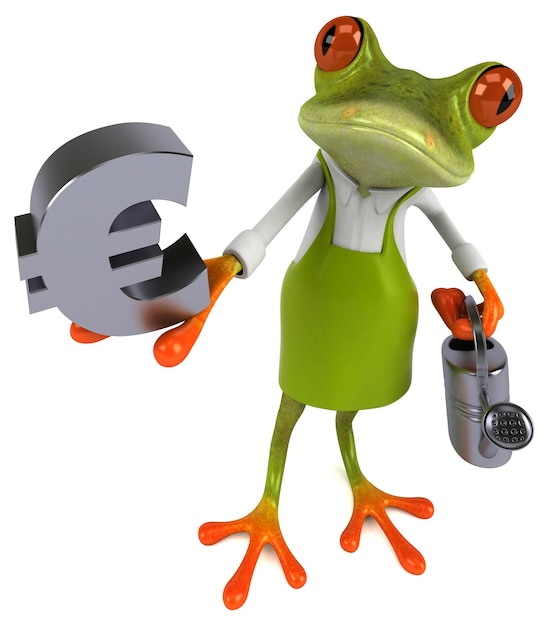 Fun frog gardener 3D Illustration