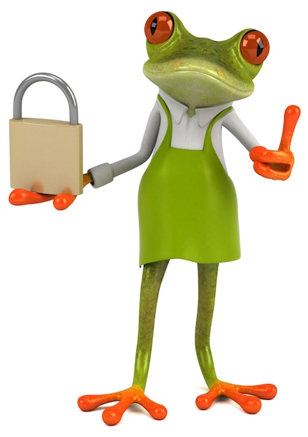 Fun frog gardener 3D Illustration