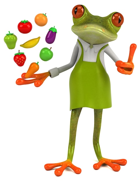 Fun frog gardener 3D Illustration