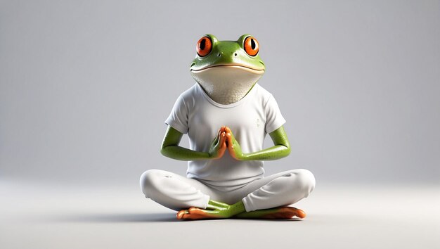 Photo fun frog with a white tshirt yoga white