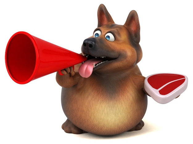 楽しいジャーマンシェパード犬-3Dイラスト