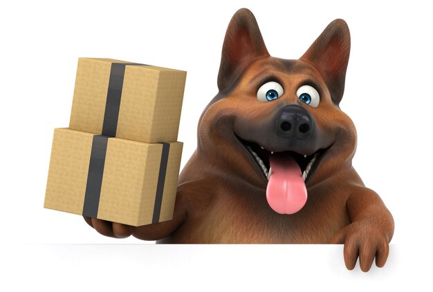 Fun german shepherd dog - 3D Illustration