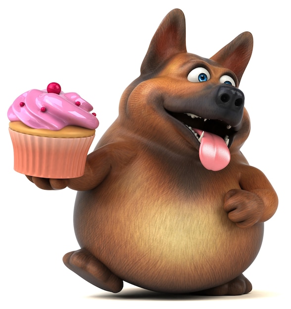 Fun german shepherd dog - 3D Illustration