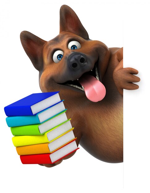 Fun german shepherd dog 3D Illustration