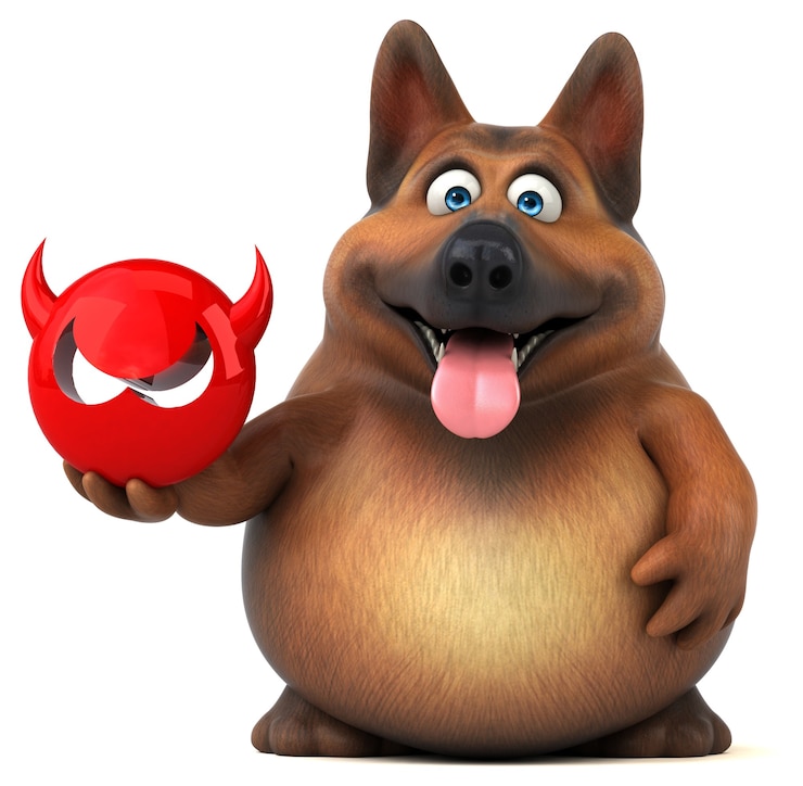 Фотография забавная немецкая овчарка - 3d иллюстрации