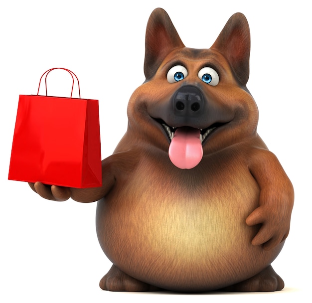 Fun german shepherd dog - 3D Illustration