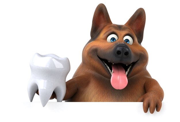 Fun german shepherd dog - 3D Illustration