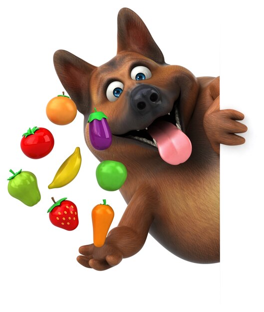 Photo fun german shepherd dog - 3d illustration