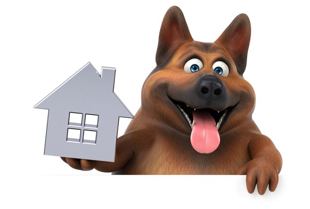 Fun german shepherd dog - 3D Illustration