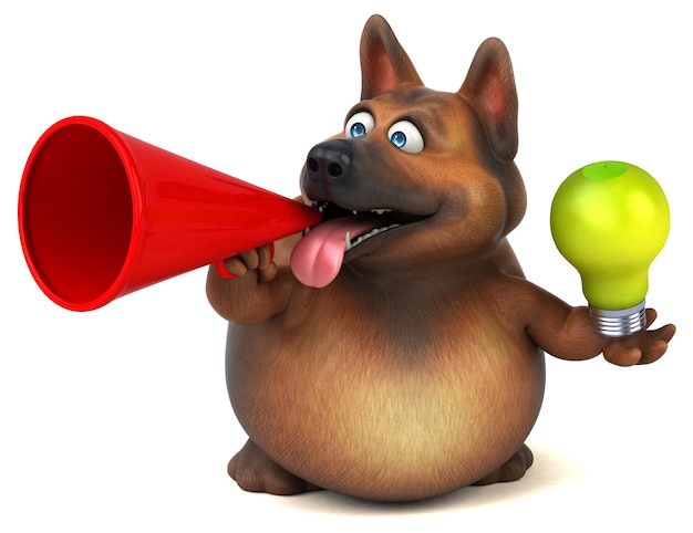 Fun german shepherd dog - 3D Illustration