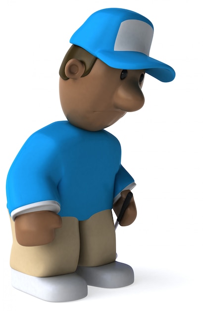 Fun golfer 3D Illustration