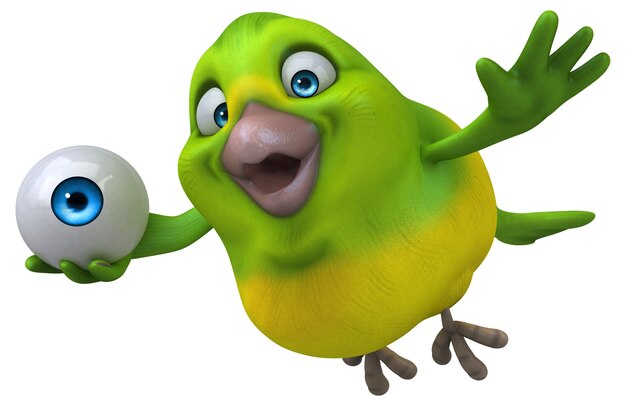 Fun green bird - 3D Illustration