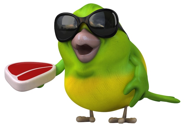 Photo fun green bird - 3d illustration