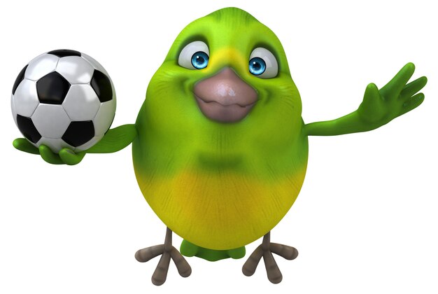 Fun green bird - 3D Illustration