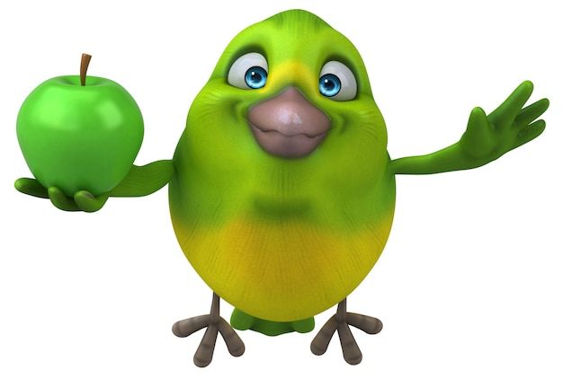 Fun green bird - 3D Illustration