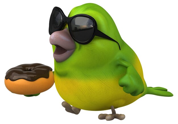 Fun green bird - 3D Illustration