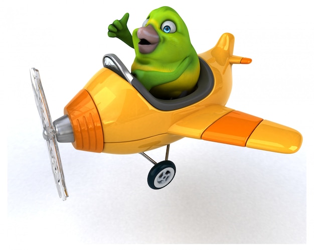 Photo fun green bird - 3d illustration