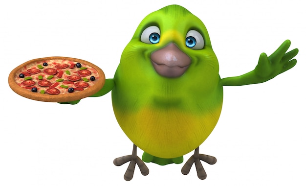 Fun green bird - 3D Illustration